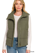 Load image into Gallery viewer, Olive High Neck Puffer Vest
