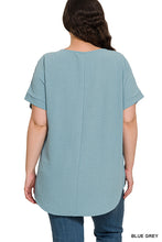 Load image into Gallery viewer, Blue Grey V-Neck Top - Plus
