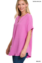 Load image into Gallery viewer, Bright Mauve Slit Neck Top
