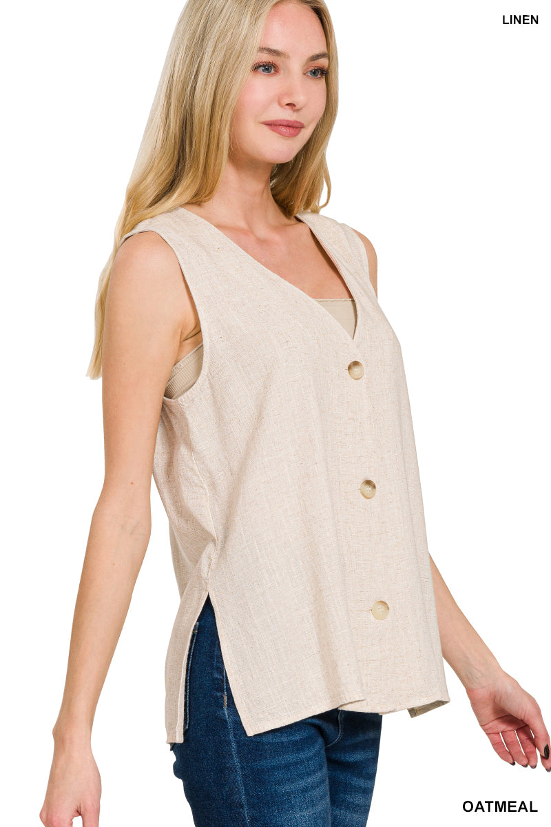 Oatmeal Linen Vest
