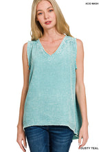 Load image into Gallery viewer, Zenana Dusty Teal Gauze Tank
