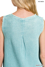 Load image into Gallery viewer, Zenana Dusty Teal Gauze Tank
