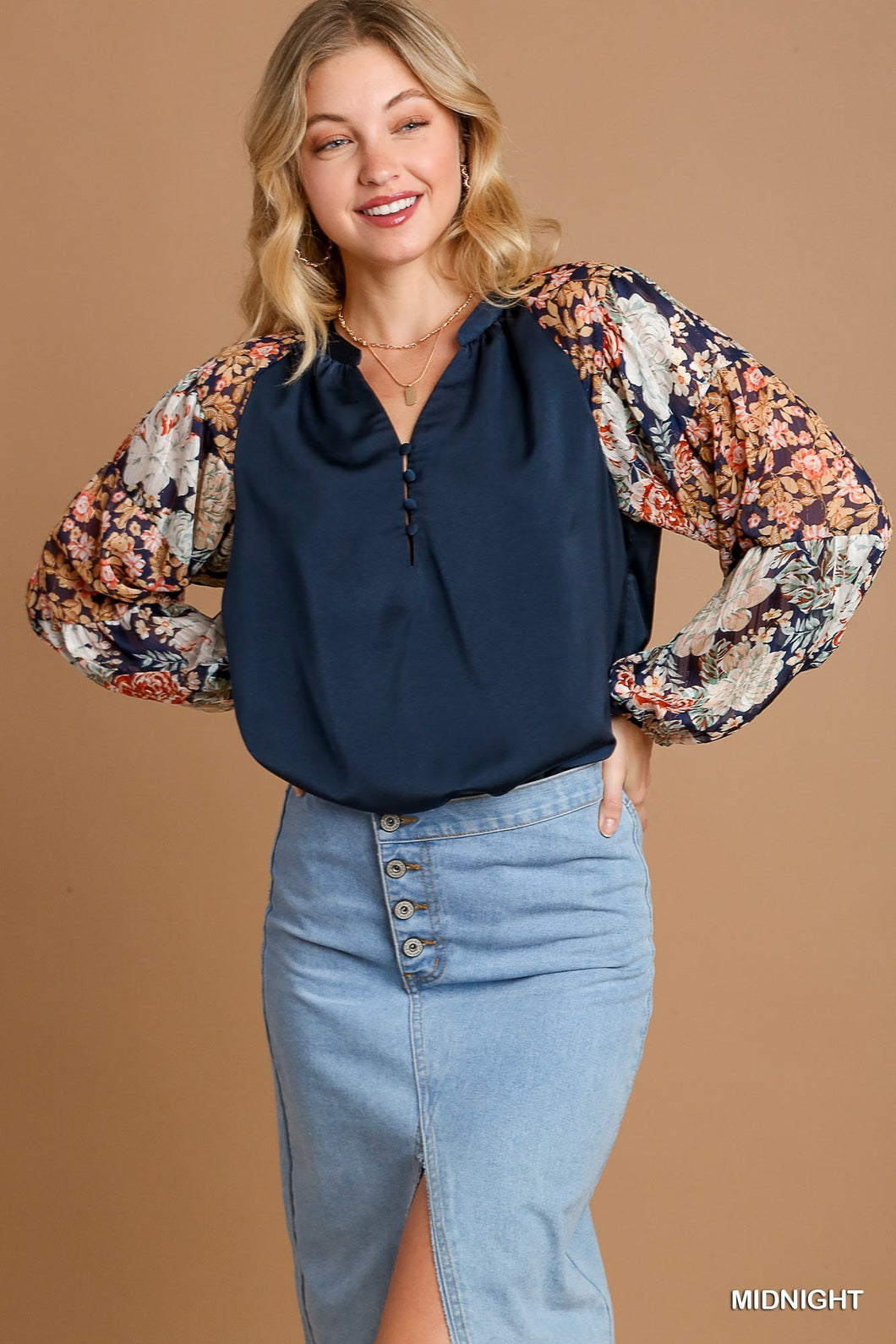 Midnight Floral Sleeve Top