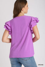 Load image into Gallery viewer, Orchid Ruffle Sleeve Top
