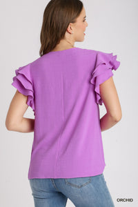 Orchid Ruffle Sleeve Top