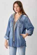 Load image into Gallery viewer, Risen Oversized MediumDenim Hoodie Jacket
