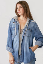 Load image into Gallery viewer, Risen Oversized MediumDenim Hoodie Jacket
