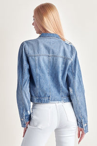Uneven Hem Denim Jacket - Plus