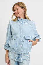 Load image into Gallery viewer, Denim Cargo Bomber Jacket
