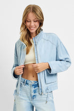 Load image into Gallery viewer, Denim Cargo Bomber Jacket
