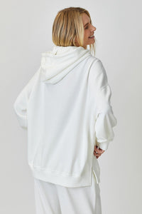 White Side Slit Hoodie