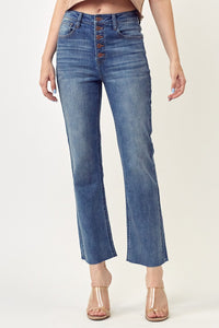 Becky Button Fly Straight Denim