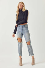 Load image into Gallery viewer, Liz Distressed Light Straight Denim

