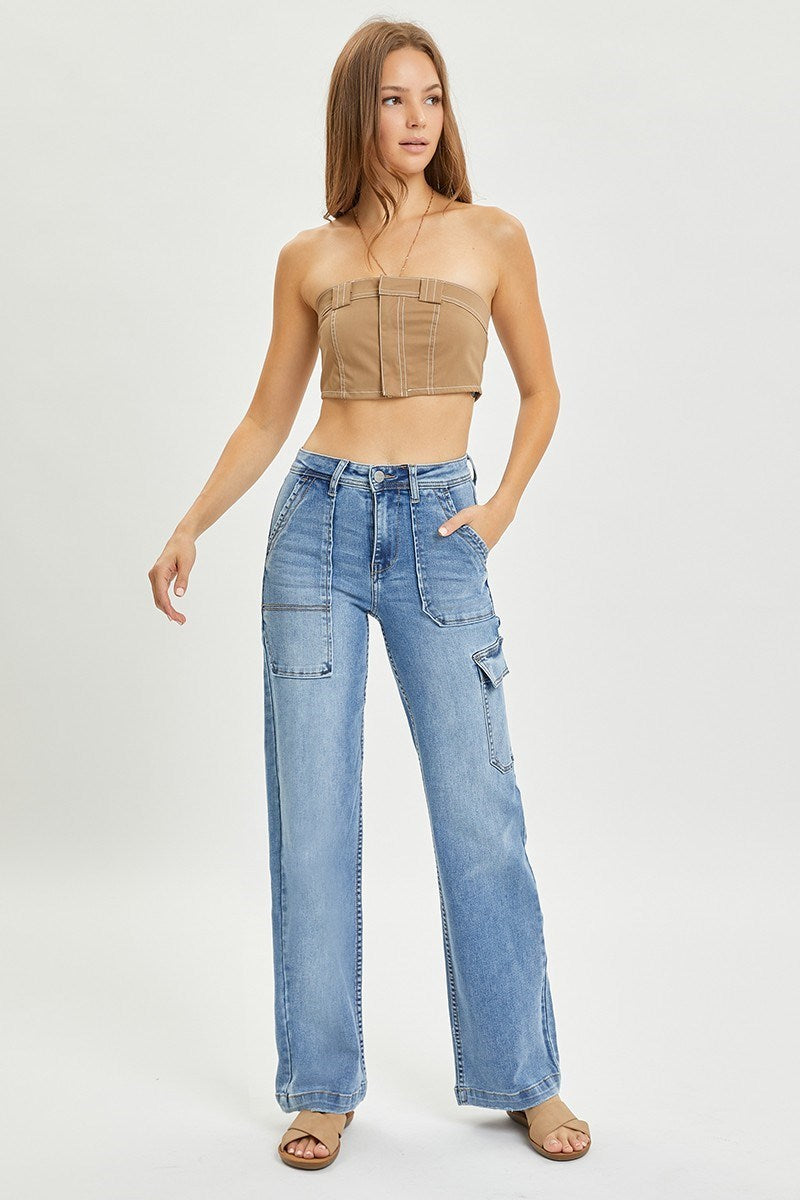 Allie Wide Leg Cargo Denim - Plus