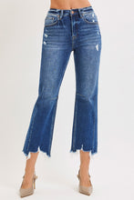 Load image into Gallery viewer, Risen Zoey Dark Crop Distressed Hem Denim
