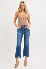 Load image into Gallery viewer, Risen Zoey Dark Crop Distressed Hem Denim
