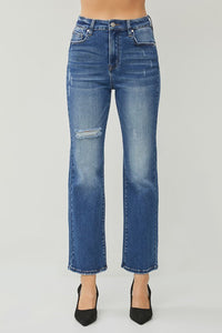 Sophia Dark Ankle Straight Denim