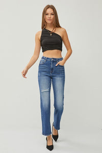 Sophia Dark Ankle Straight Denim