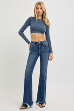 Load image into Gallery viewer, Risen Lauren Dark Distressed Hem Flares
