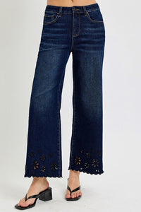 Annie Eyelet Wide Leg Denim