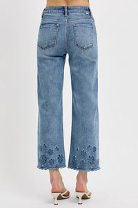 Annie Wide Leg Eyelet Denim - Plus