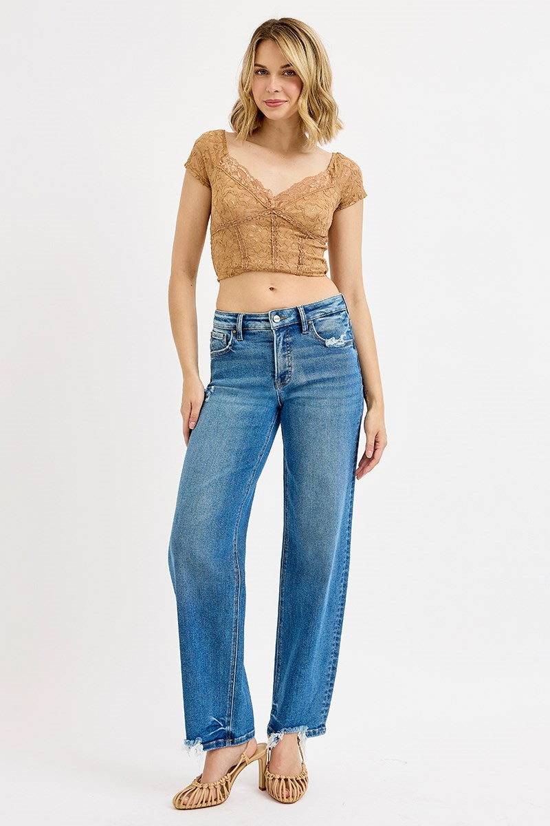 Lisa Mid Rise Baggy Denim