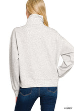 Load image into Gallery viewer, Zenana Grey 1/2 Zip Scuba Pullover
