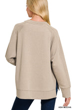Load image into Gallery viewer, Zenana Heather Mocha Scuba Slit Pullover
