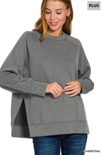 Load image into Gallery viewer, Charcoal Scuba Slit Sweatshirt - Plus

