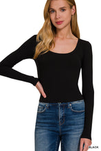 Load image into Gallery viewer, Black Scoop L/S Top

