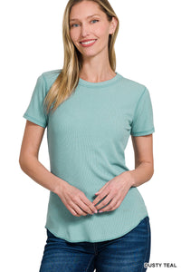 Dusty Teal Ribbed Tee