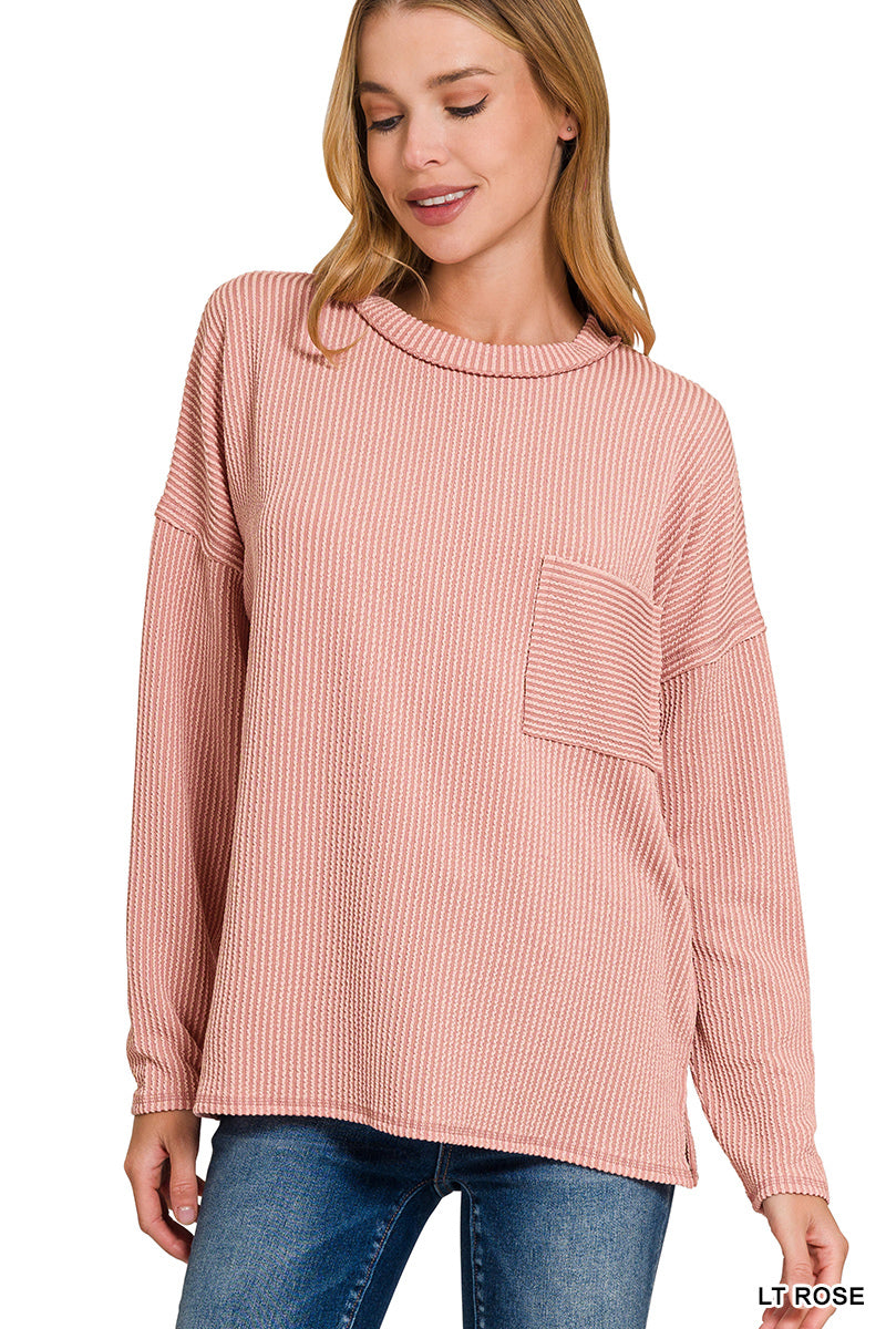 Rose Textured Pocket Top