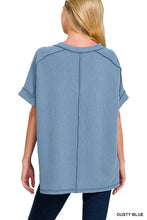 Load image into Gallery viewer, Blue Grey Textured V-Neck Top
