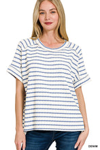 Load image into Gallery viewer, Zenana Denim Stripe Boxy Tee
