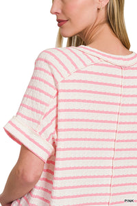 Pink Stiped Boxy Tee