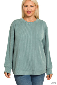 Jade Textured Round Hem Top - Plus