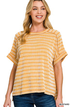 Load image into Gallery viewer, Zenana Mustard Textured Stripe Top
