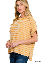 Load image into Gallery viewer, Zenana Mustard Textured Stripe Top
