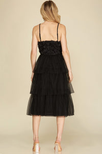 Black Floral Tulle Dress