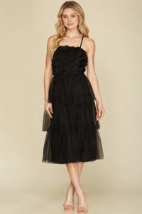 Black Floral Tulle Dress