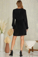 Load image into Gallery viewer, Black Satin Plisse Dress
