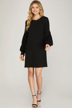 Load image into Gallery viewer, Black Balloon Sleeve Sweater Dress
