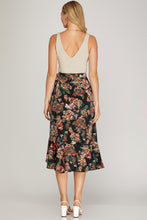 Load image into Gallery viewer, Black Floral Wrap Skirt
