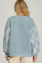 Load image into Gallery viewer, Blue Floral Sherpa Pullover
