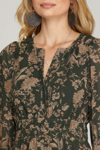 Hunter + Taupe Floral Dress