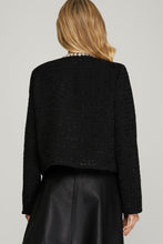 Load image into Gallery viewer, Black Tweed Rhinestone Jacket
