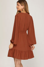 Load image into Gallery viewer, Cinnamon Smocked Waist Dress
