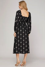 Load image into Gallery viewer, Black Bow Print Dress
