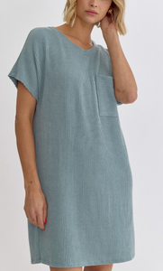 Sage Textured T-Shirt Dress