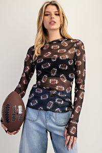 Mesh Leopard Football Top